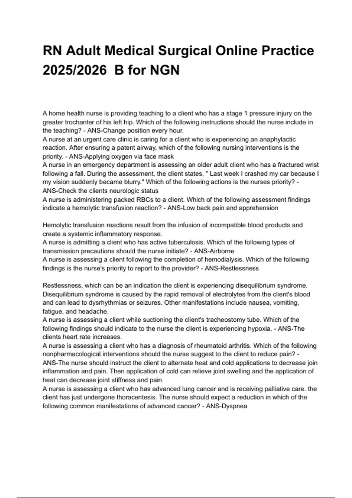 NGN ATI MED SURG 2025 PROCTORED EXAM NEWEST 2025/2026 ACTUAL EXAM ...