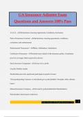 GA Insurance Adjuster Exam Questions and Answers 100&percnt; Pass
