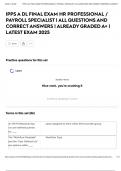 IPPS A DL FINAL EXAM HR PROFESSIONAL &sol; PAYROLL SPECIALIST &vert; ALL QUESTIONS AND CORRECT ANSWERS &vert; ALREADY GRADED A&plus; &vert; LATEST EXAM 2025