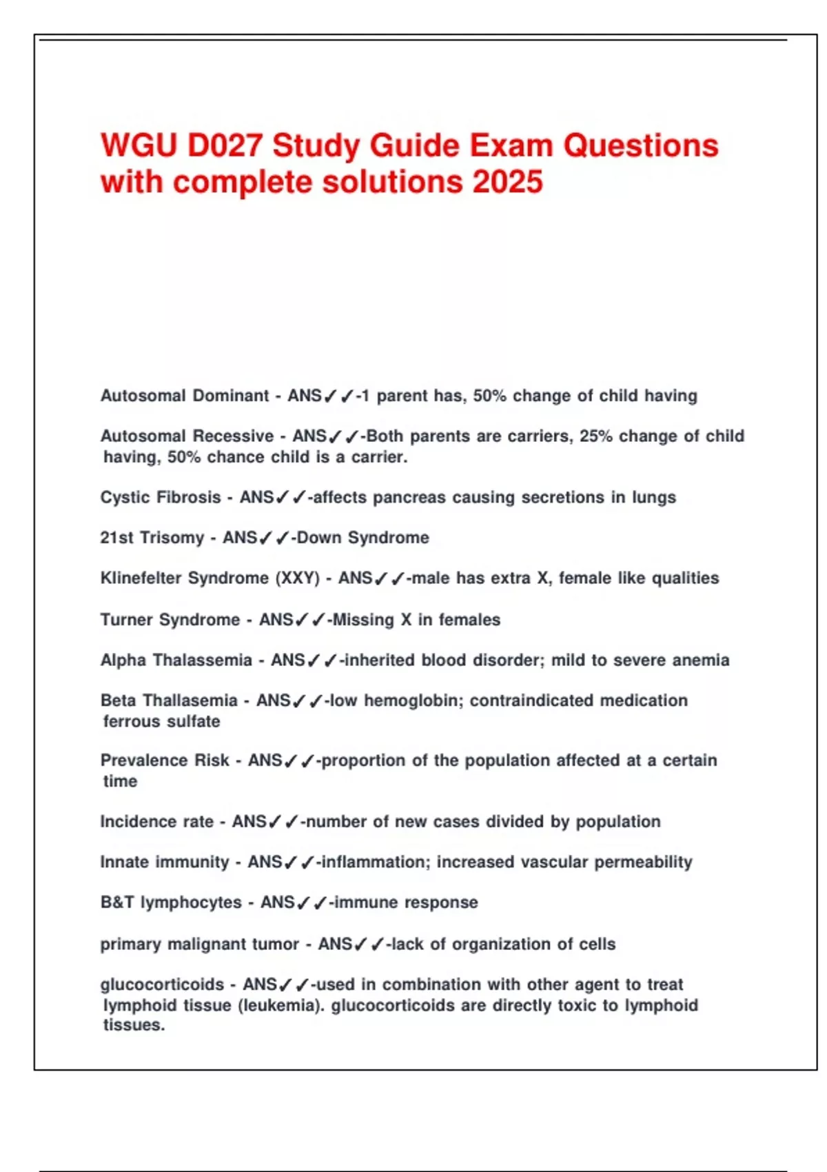 WGU D027 Study Guide Exam Questions with complete solutions 2025. - WGU ...