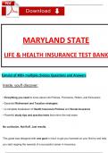Maryland State Life and Health Insurance License Exam Test Bank with 400&plus; Practice Qs & Ans to Pass the Exam &lpar;2025 &sol; 2026&rpar; 100&percnt; Verified