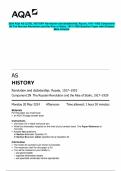 2024 AQA AS-LEVEL HISTORY Revolution and dictatorship&colon; Russia&comma; 1917&ndash;1953 Component 2N The Russian Revolution and the Rise of Stalin&comma; 1917&ndash;1929 Question Paper with Detailed Mark Scheme