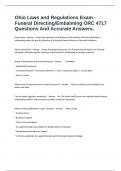Ohio Laws and Regulations Exam - Funeral Directing&sol;Embalming ORC 4717 Questions And Accurate Answers&period;