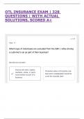 OTL INSURANCE EXAM &vert; 328 QUESTIONS &vert; WITH ACTUAL SOLUTIONS&comma; SCORED A&plus;