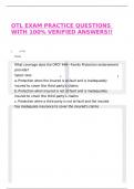OTL EXAM PRACTICE QUESTIONS WITH 100&percnt; VERIFIED ANSWERS&excl;&excl;