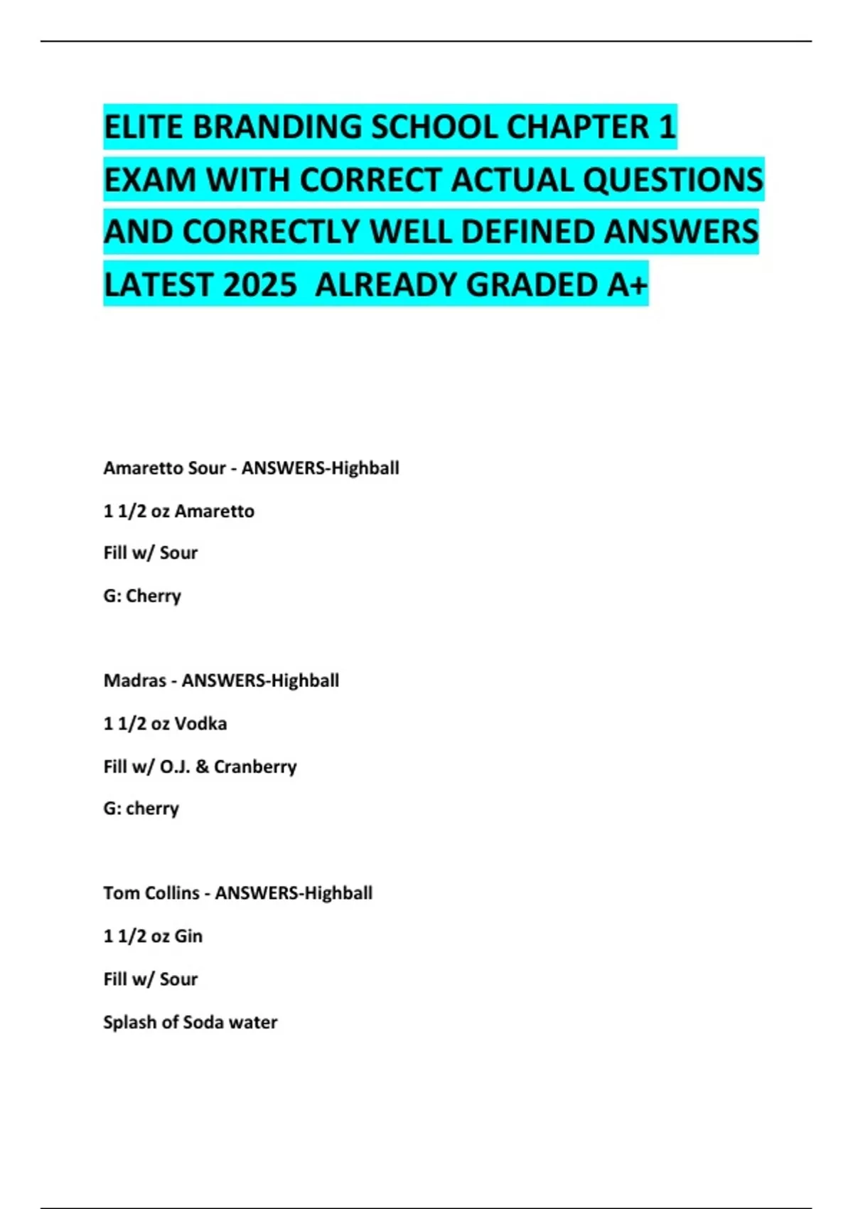 ELITE BRANDING SCHOOL CHAPTER 1 EXAM WITH CORRECT ACTUAL QUESTIONS AND ...