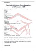 Taco Bell Shift Lead Exam Questions and Answers 2025