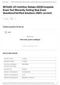 RETAKE&colon; ATI Nutrition Retake 2025&vert;Complete Exam Test &vert;Recently Testing Real Exam Questions&vert;Verified Solutions &lpar;100&percnt; correct&rpar;