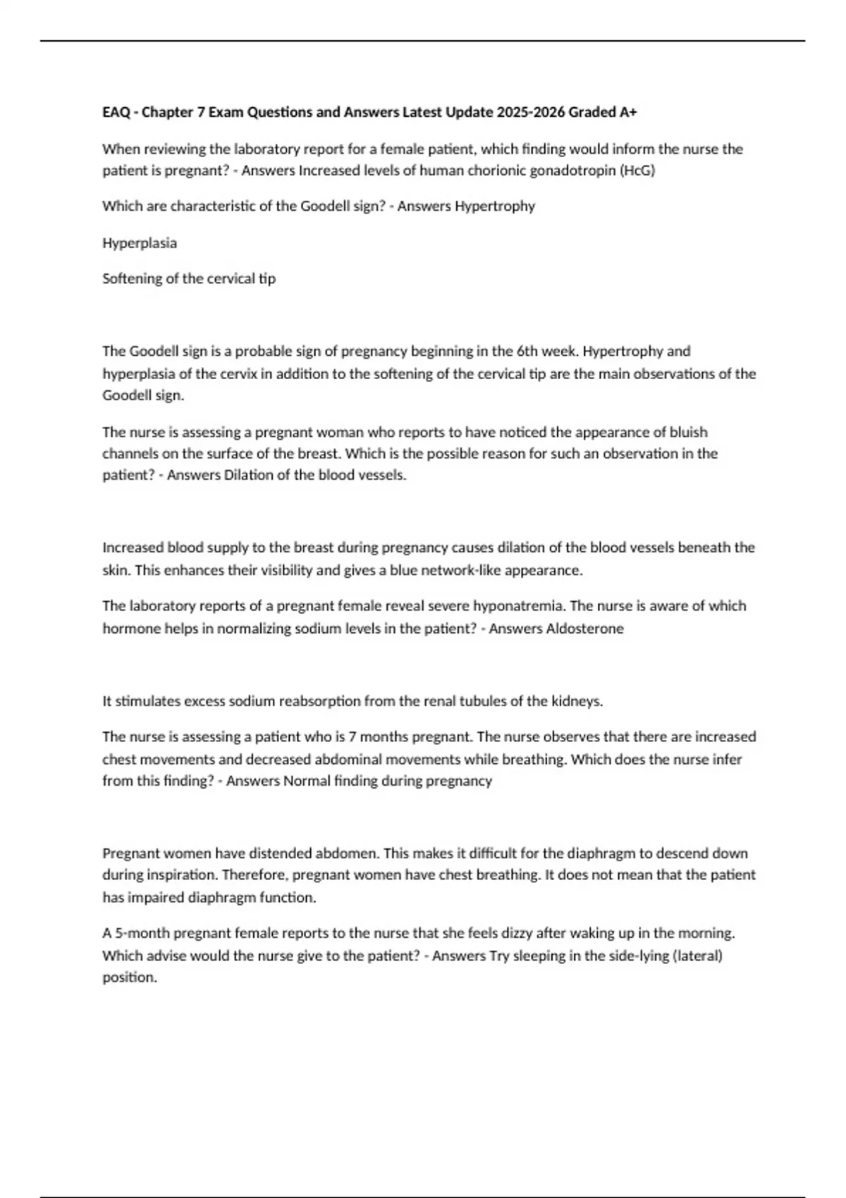 EAQ - Chapter 7 Exam Questions and Answers Latest Update Graded A+ ...