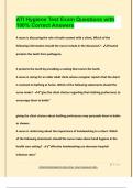 ATI Hygiene Test Exam Questions with  100&percnt; Correct Answers