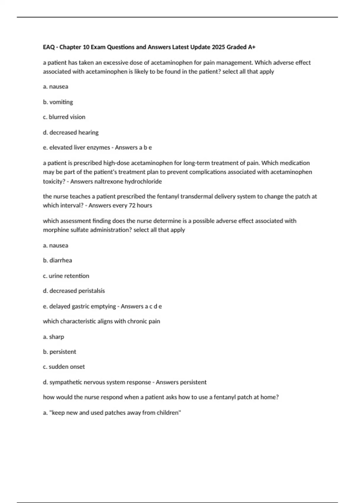 EAQ - Chapter 10 Exam Questions and Answers Latest Update 2025 Graded ...
