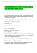 CSE 2221 Midterm 1 Exam Questions and Answers All Correct 