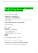 CSE 2221 Final Review Questions with Verified Answers 