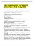 NRSG 3200 UNIT 2 EXAMINERS QUESTIONS AND ANSWERS 