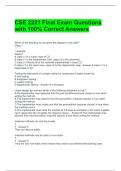 CSE 2221 Final Exam Questions with 100&percnt; Correct Answers 