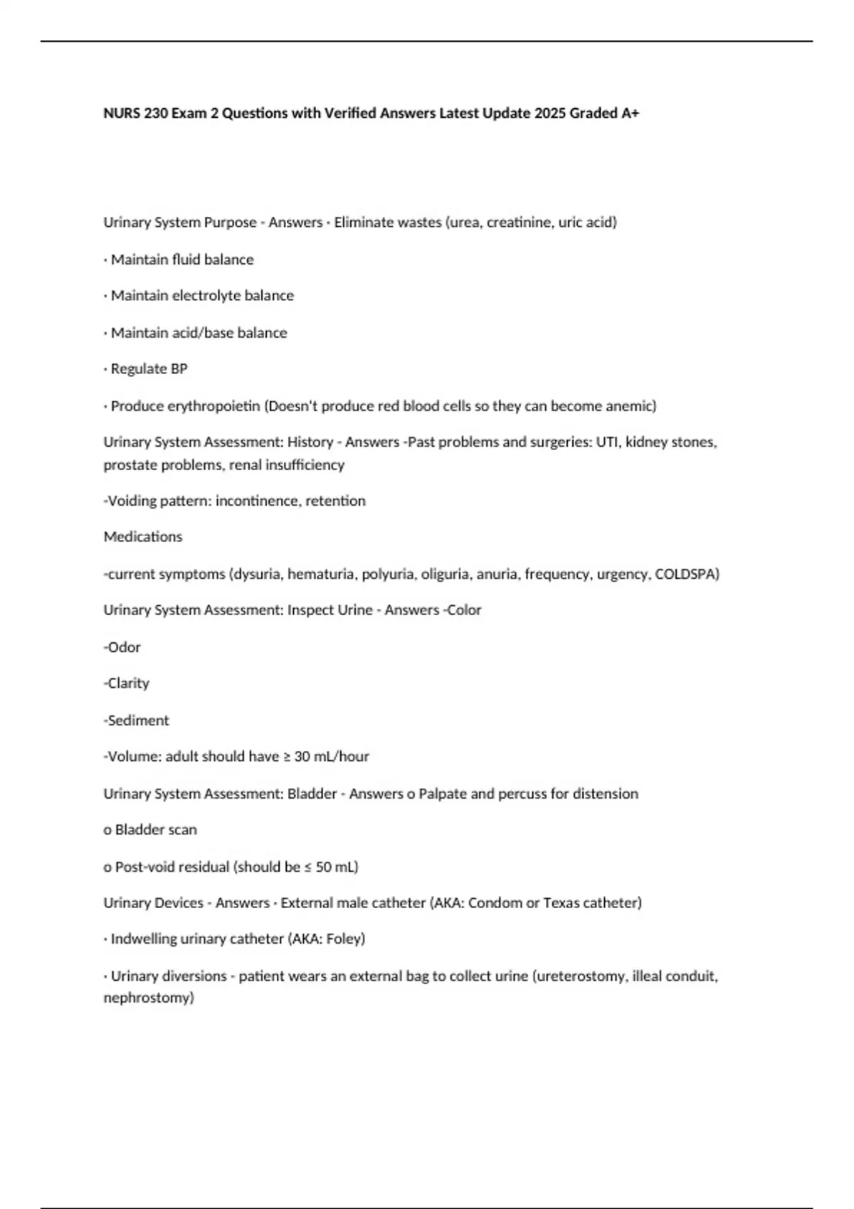 NURS 230 Exam 2 Questions with Verified Answers Latest Update 2025 ...