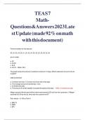 TEAS 7 Math-Questions & Answers 2023 Latest Update &lpar;made 92&percnt; on math with this document&rpar;  