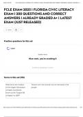 FCLE EXAM 2025 &vert; FLORIDA CIVIC LITERACY EXAM &vert; 200 QUESTIONS AND CORRECT ANSWERS &vert; ALREADY GRADED A&plus; &vert; LATEST EXAM &lpar;JUST RELEASED&rpar;
