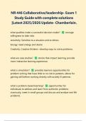 Exam 1&colon; NR446 &sol; NR 446 Collaborative Healthcare Exam PACKAGE DEAL&vert; BUNDLE contains the Latest 2025 &sol; 2026 Questions with Verified and Updated Solutions &vert; 100&percnt; Correct &vert; Grade A - Chamberlain&period;
