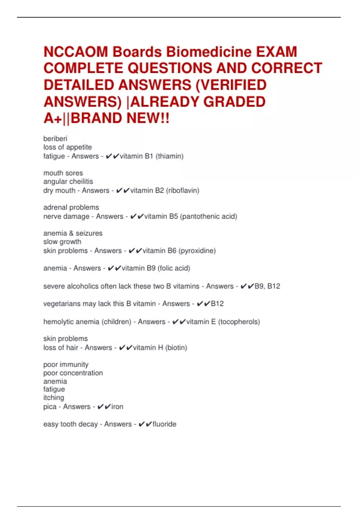 NCCAOM Boards Biomedicine EXAM COMPLETE QUESTIONS AND CORRECT DETAILED ...