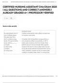 CERTIFIED NURSING ASSISTANT CNA EXAM 2025 &vert; ALL QUESTIONS AND CORRECT ANSWERS &vert; ALREADY GRADED A&plus; &vert; PROFESSOR VERIFIED
