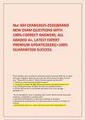  Nur 004 EXAM&lpar;2025-2026&rpar;BRAND NEW EXAM QUESTIONS WITH 100&percnt; CORRECT ANSWERS&comma; ALL GRADED A&plus;&comma; LATEST EXPERT PREMIUM UPDATE&lpar;2026&rpar;&vert;>100&percnt; GUARANTEED SUCCESS&period;
