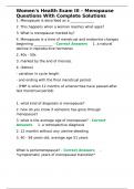 Women-s Health Exam III &ndash; Menopause Questions With Complete Solutions