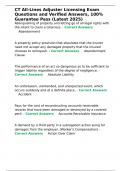 CT All-Lines Adjuster Licensing Exam Questions and Verified Answers&comma; 100- Guarantee Pass &lpar;Latest