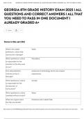 GEORGIA 8TH GRADE HISTORY EXAM 2025 &vert; ALL QUESTIONS AND CORRECT ANSWERS &vert; ALL THAT YOU NEED TO PASS IN ONE DOCUMENT &vert; ALREADY GRADED A&plus;