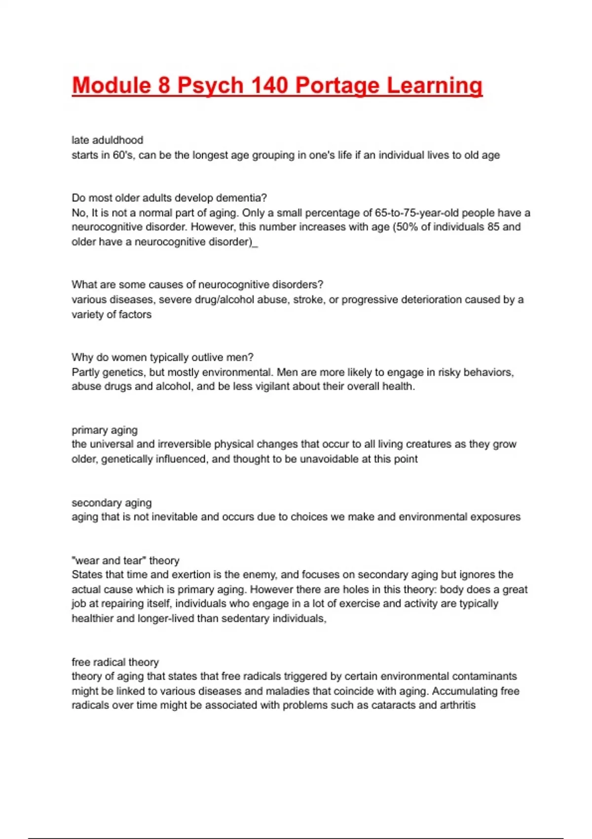 Module 8 Psych 140 Portage Learning Exam 2025/2026 Questions With ...