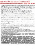 HESI V2 health assessment over 50 standard questions and answers verified A&plus; study tips NEW&excl;&excl;&excl;