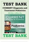 TEST BANK For CURRENT Diagnosis and Treatment Pediatrics 27th Edition by Maya Bunik&semi; William W&period; Hay&comma; Verified Chapters 1 - 46&comma; Complete Newest Version