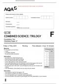 GCSE COMBINED SCIENCE&colon; TRILOGY Foundation Tier Chemistry Paper 1F MERGED QUESTION PAPER AND MARKING SCHEME