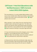 CAT Exam 1-Hesi Exit &vert;Questions with Verified Answers &vert; 100&percnt; Correct&vert; Latest 2025&sol;2026 Update&period;