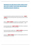 MICHIGAN LIFE AND HEALTH FINAL EXAM LATEST  2025 WITH CORRECT QUESTIONS AND DETAILED  ANSWERS&sol;ALREADY GRADED A&plus;