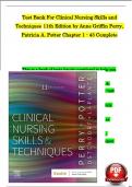 TEST BANK For Clinical Nursing Skills and Techniques 11th Edition by Anne Griffin Perry&comma; Patricia A&period; Potter&comma; All Chapters 1 - 43&comma; Complete Newest Version