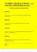 FLORIDA TRAFFIC SCHOOL ONLINE &lpar;4-HOUR BDI&rpar; EXAM QUESTIONS AND ANSWERS 2025