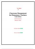 Test Bank for Classroom Management for Elementary Teachers&comma; 10th edition by Carolyn M&period; Evertson&comma; Edmund T&period; Emmer&comma; Chapter 1-12 &vert; All Chapters