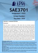 SAE3701 Assignment 3 &lpar;ANSWERS&rpar; 2025 - DISTINCTION GUARANTEED