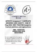 APM3701 Assignment 1 &lpar;COMPLETE ANSWERS&rpar; 2025 &lpar;608471&rpar; - DUE 29 May 2025&semi; 100&percnt; TRUSTED Complete&comma; trusted solutions and explanations&period;