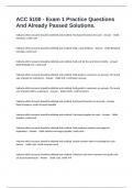 ACC 5100 - Exam 1 Practice Questions And Already Passed Solutions&period;