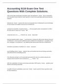 Accounting 5110 Exam One Test Questions With Complete Solutions&period;
