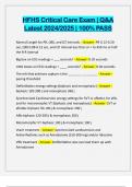 HFHS Critical Care Exam &vert; Q&A Latest 2024&sol;2025 &vert; 100&percnt; PASS
