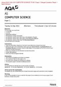 Actual 2024 AQA AS COMPUTER SCIENCE 7516&sol;1 Paper 1 Merged Question Paper &plus; Mark Scheme
