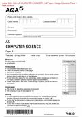 Actual 2024 AQA AS COMPUTER SCIENCE 7516&sol;2 Paper 2 Merged Question Paper &plus; Mark Scheme