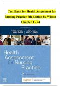  Test Bank for Health Assessment for Nursing Practice 7th Edition by Wilson Chapter 1 - 24           