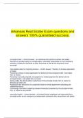 Arkansas Real Estate Exam questions and  answers 100&percnt; guaranteed success