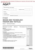 &period; Actual 2024 AQA A-LEVEL DESIGN & TECHNOLOGY FASHION & TEXTILES 7562&sol;1 Paper 1 QP &plus; Mark Scheme