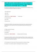 HESI HEALTH ASSESSMENT EXAM VERSION 3 COMPLETE EXAM QUESTIONS ANDCORRECT DETAILED ANSWERS 2025 A&plus; GRADE