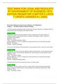 TEST BANK FOR LEGAL AND REGULATORY ENVIRONMENT OF BUSINESS 18TH EDITION PAGNATTAR CHAPTER 2 LATEST UPDATE &vert;GRADED A&plus;&vert; &vert;2025&vert;